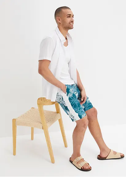 bonprix Sommerlich bedruckte Strand-Bermuda - petrol - Herren Riesige Rabatte