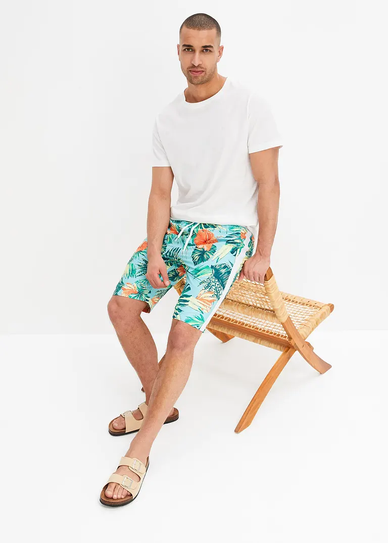 bonprix trendige Strandbermuda mit Allover-Druck - blau 50% Rabatt mit kostenlosem Versand