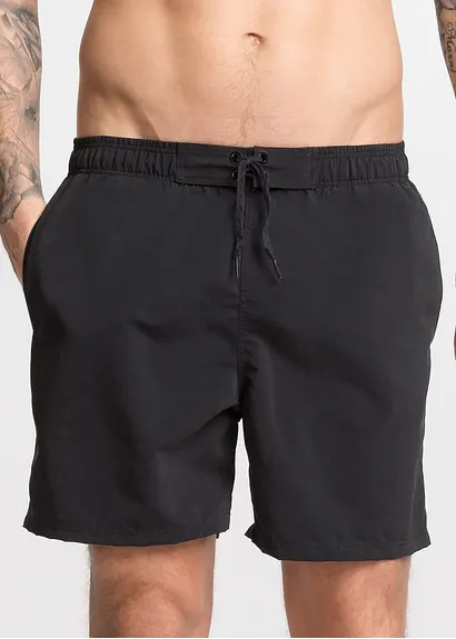 bonprix Sportive Badeshorts in unifarbenem Design - schwarz Black Friday Preise