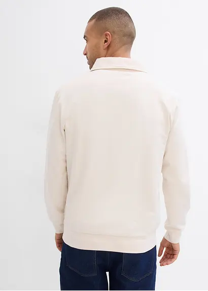 bonprix Modisches Sweat-Polo aus Bio-Baumwolle - beige - Herren Outlet