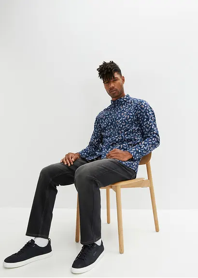 bonprix Bequem weit geschnittenes Langarmhemd mit Button-Down-Kragen in modischem Paisley-Muster Verkauf