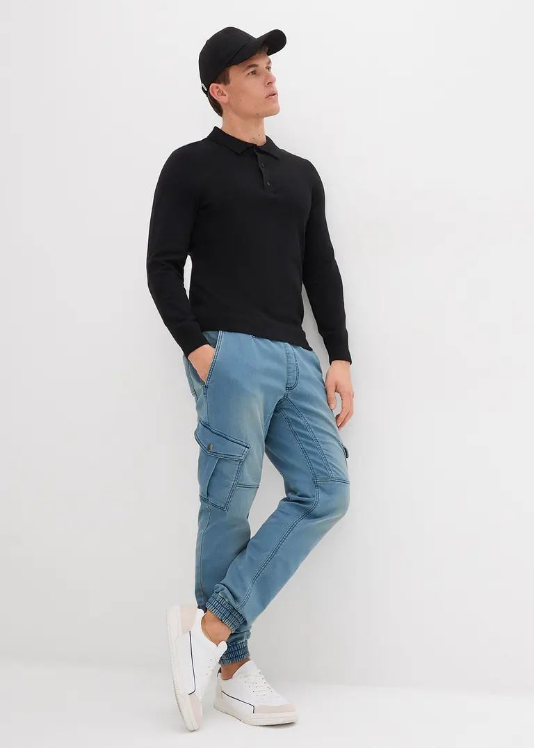 bonprix Pflegeleichtes Poloshirt in Feinstrick - schwarz Günstiger Verkauf
