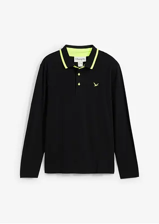 bonprix modernes Langarm-Poloshirt in Piqué-Qualität - schwarz Begrenztes Angebot