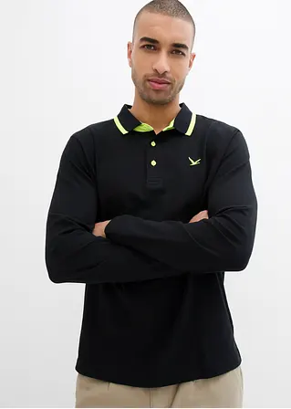 bonprix modernes Langarm-Poloshirt in Piqué-Qualität - schwarz Begrenztes Angebot