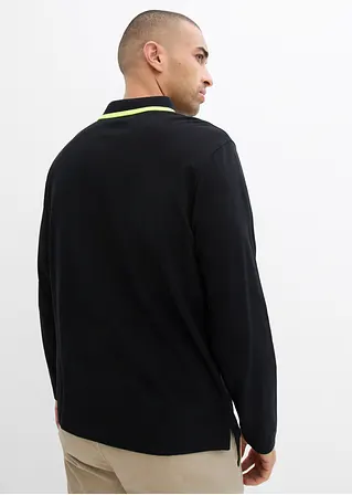 bonprix modernes Langarm-Poloshirt in Piqué-Qualität - schwarz Begrenztes Angebot