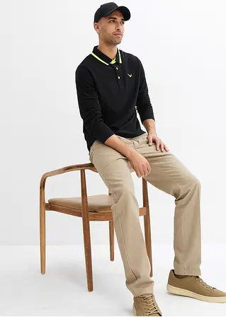 bonprix modernes Langarm-Poloshirt in Piqué-Qualität - schwarz Begrenztes Angebot