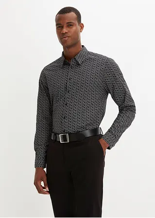 bonprix Modisch bedrucktes Langarmhemd im Regular Fit - schwarz Preisnachlass