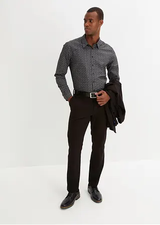 bonprix Modisch bedrucktes Langarmhemd im Regular Fit - schwarz Preisnachlass