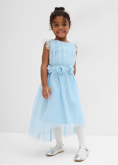 bonprix Schönes Mädchen Tüllkleid für festliche Anlässe - blau Saisonschlussverkauf