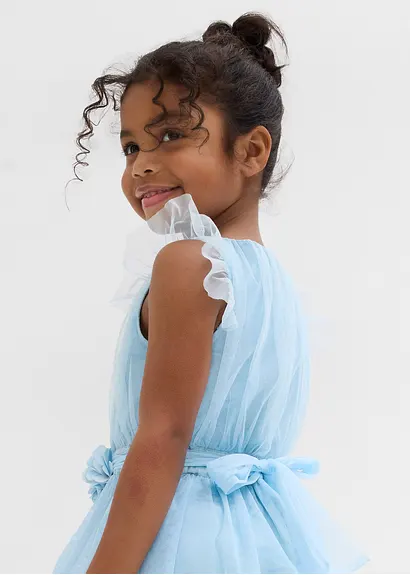bonprix Schönes Mädchen Tüllkleid für festliche Anlässe - blau Saisonschlussverkauf