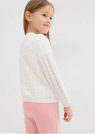 bonprix Mädchen-Strickjacke im schönen Design - weiß - Kinder Weihnachtsangebot
