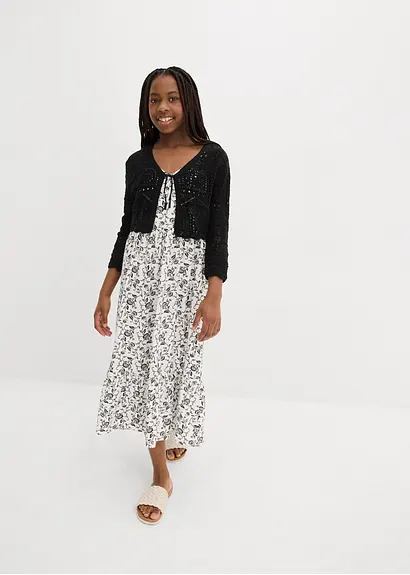 bonprix Verspielter Strickbolero mit 3/4 Ärmeln für Mädchen - schwarz Muttertagsangebot
