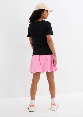 bonprix Schlichts Mädchen T-Shirt mit dekorativer Knopfleiste - schwarz Valentinstagsangebot