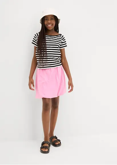 bonprix Schönes Mädchen Shirt mit breitem Rundhals Ausschnitt - schwarz Online Outlet