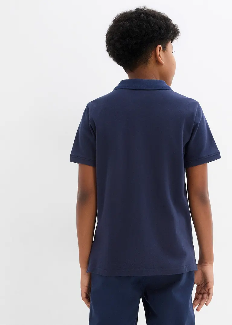 bonprix Schönes Basic Poloshirt für Jungen mit Seitenschlitzen - blau Bestseller