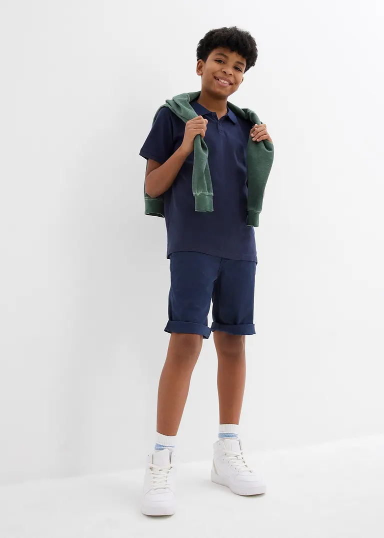 bonprix Schönes Basic Poloshirt für Jungen mit Seitenschlitzen - blau Bestseller