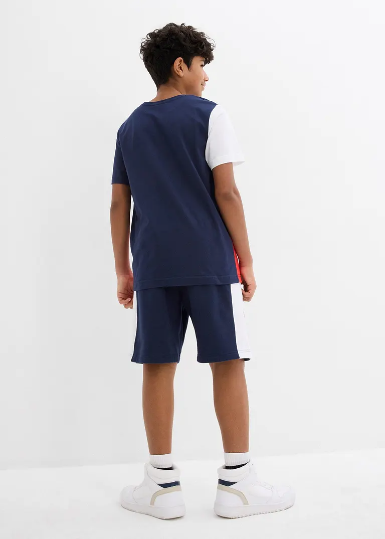 bonprix Cooles Jungen Set bestehend aus T-Shirt und Bermuda in Colorblocking-Optik Tiefpreis
