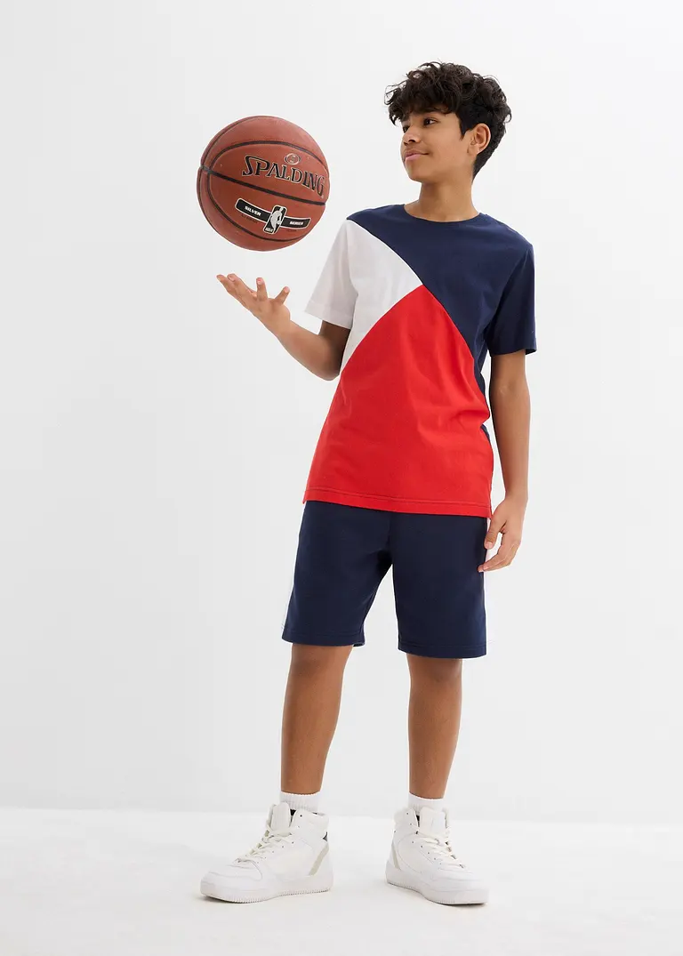 bonprix Cooles Jungen Set bestehend aus T-Shirt und Bermuda in Colorblocking-Optik Tiefpreis