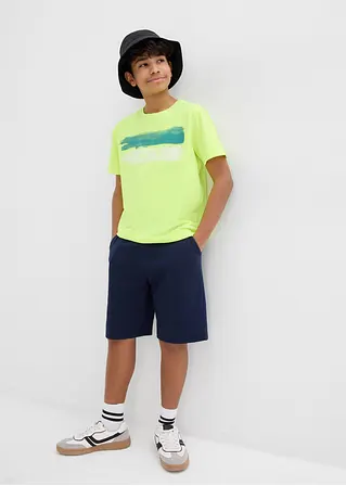 bonprix Schöne Jungen Sweat-Bermuda mit praktischen Taschen und kontrastfarbiger Kordel Super Sparpreis