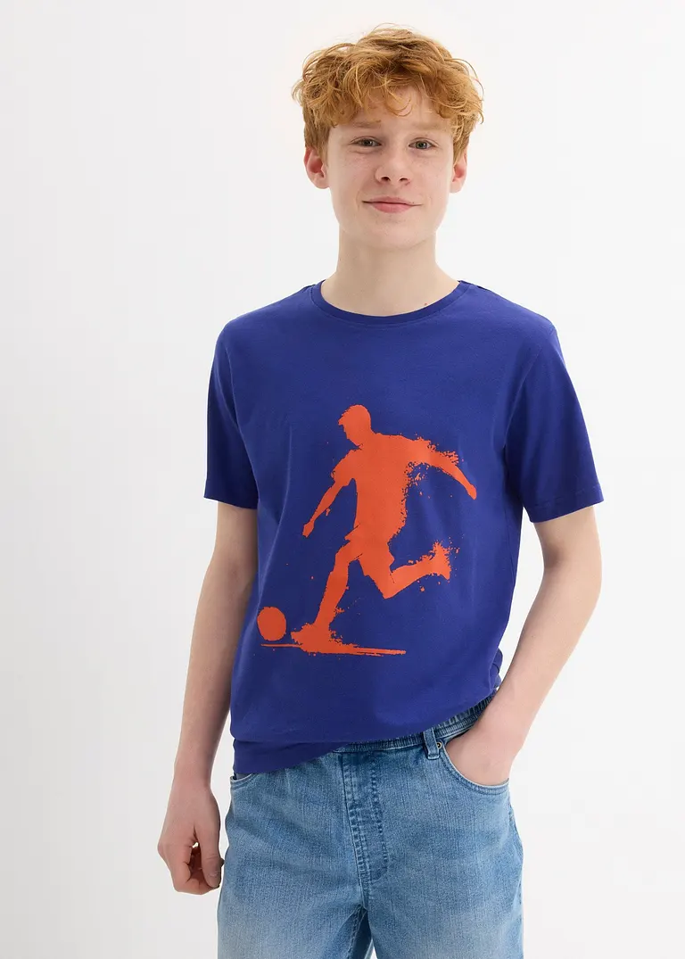 bonprix Cooles Jungen T-Shirt mit Rundhalsausschnitt und einem großen Druck vorne Begrenzte Freigabe