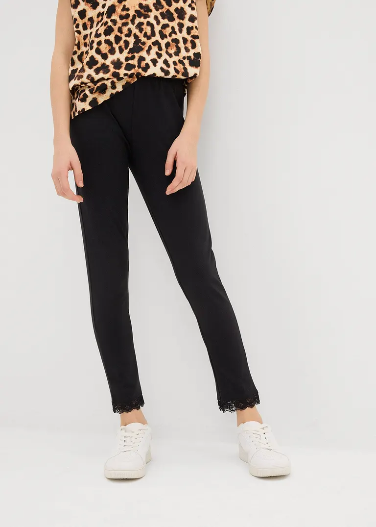 bonprix Mädchen Leggings im Bio-Baumwoll-Mix mit dekorativer Spitze Letzte 2 Tage