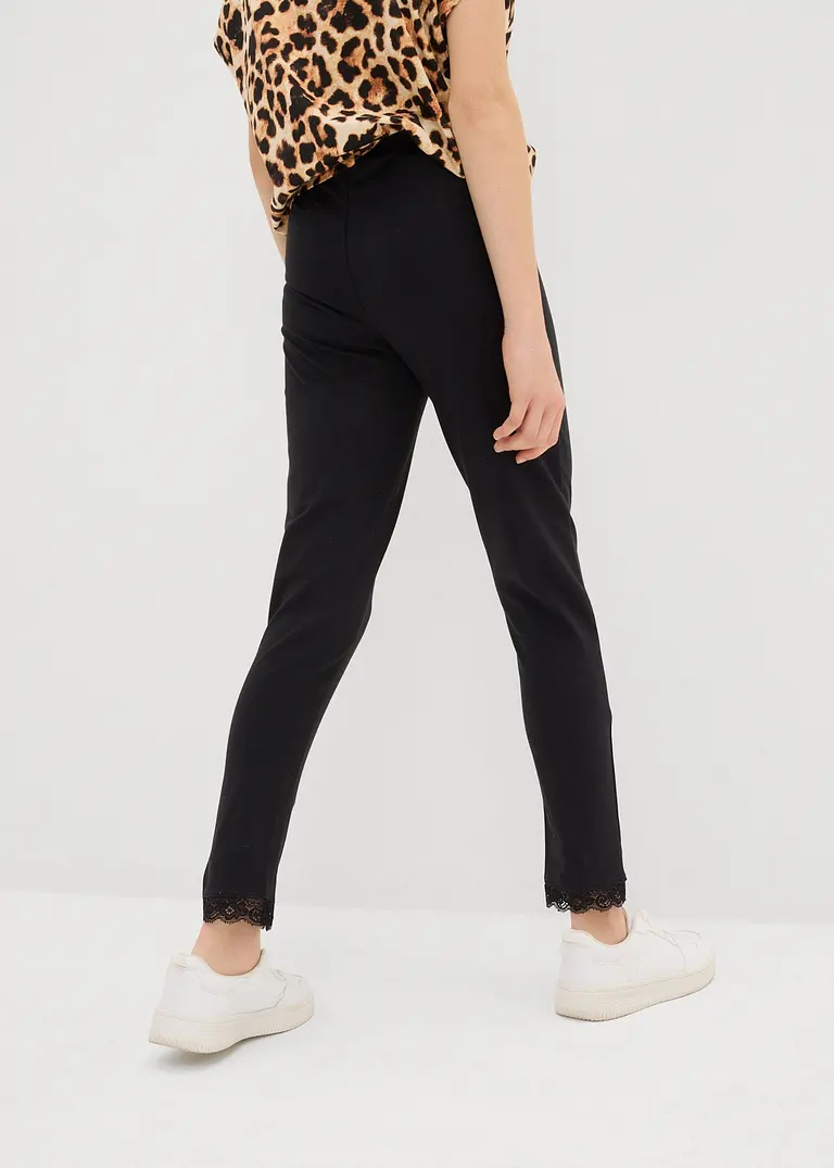 bonprix Mädchen Leggings im Bio-Baumwoll-Mix mit dekorativer Spitze Letzte 2 Tage