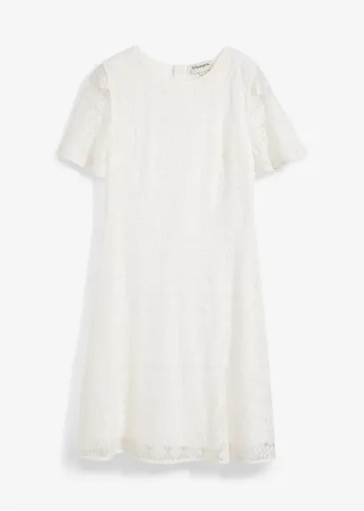 bonprix Süßes Mädchenkleid mit dekorativer Spitze - weiß Letzter Tag