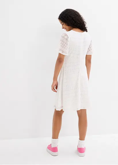 bonprix Süßes Mädchenkleid mit dekorativer Spitze - weiß Letzter Tag