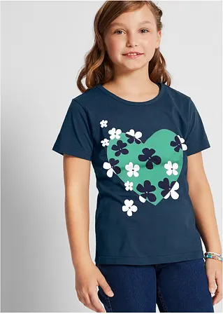 bonprix Doppelpack Mädchen T-Shirt mit romantischem Druck Nur für heute