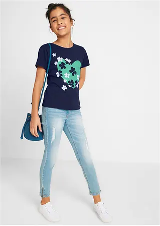 bonprix Doppelpack Mädchen T-Shirt mit romantischem Druck Nur für heute