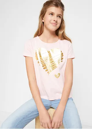 bonprix Tolles Mädchen T-Shirt mit Print - hellgrau meliert + puderrosa Discount Store für neue Produkte