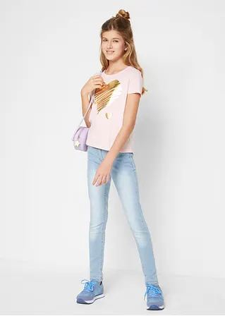 bonprix Tolles Mädchen T-Shirt mit Print - hellgrau meliert + puderrosa Discount Store für neue Produkte