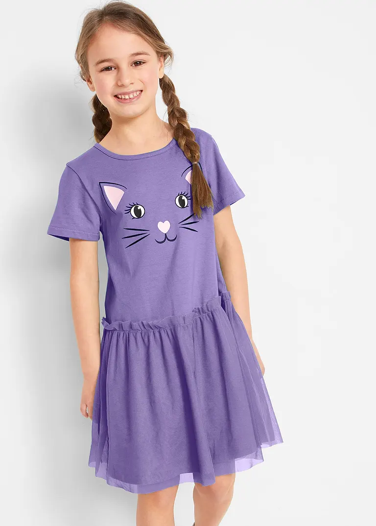 bonprix Set aus Mädchen Kleid und Puppenkleid - lila - Kinder Black Friday Preise