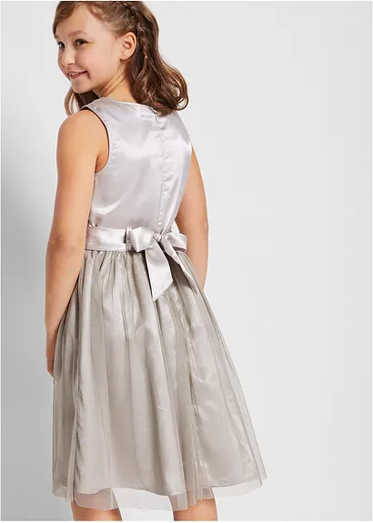 bonprix Festliches Mädchen Kleid mit dekorativen Details - silber Online