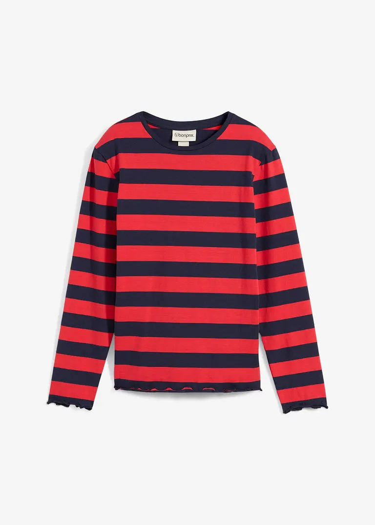 bonprix Mädchen Langarmshirt in Slim Fit aus Bio-Baumwolle - rot Auslauf