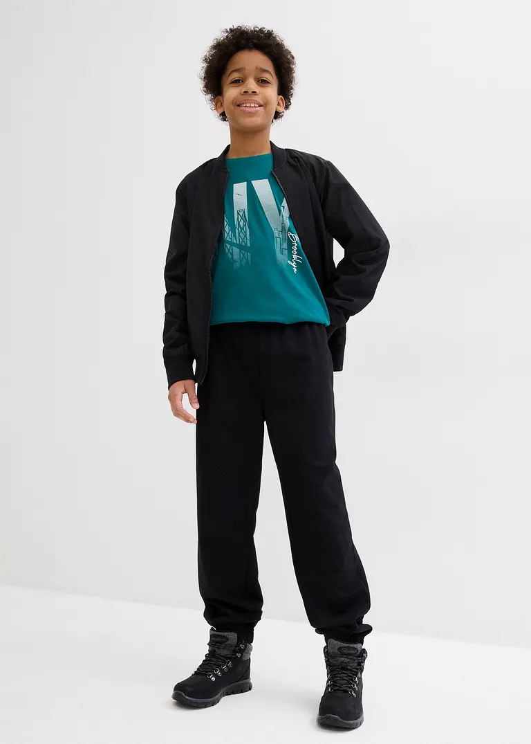 bonprix Cooles Jungen T-Shirt mit großem Druck vorne - petrol Angebote