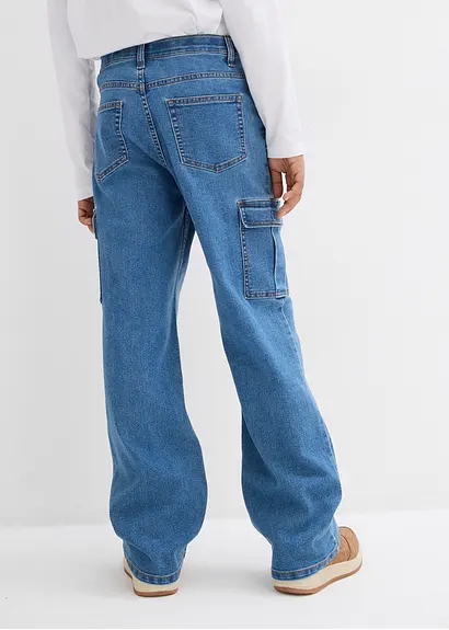 bonprix Angesagte Jungen Cargo-Jeans mit 6 Taschen - blau Schlussverkauf