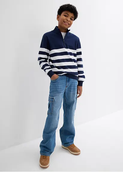 bonprix Angesagte Jungen Cargo-Jeans mit 6 Taschen - blau Schlussverkauf