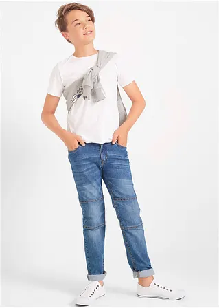 bonprix Jungen Basic T-Shirt mit Rundhalsausschnitt - weiß+dunkelblau+rot Fabrik Onlineshop