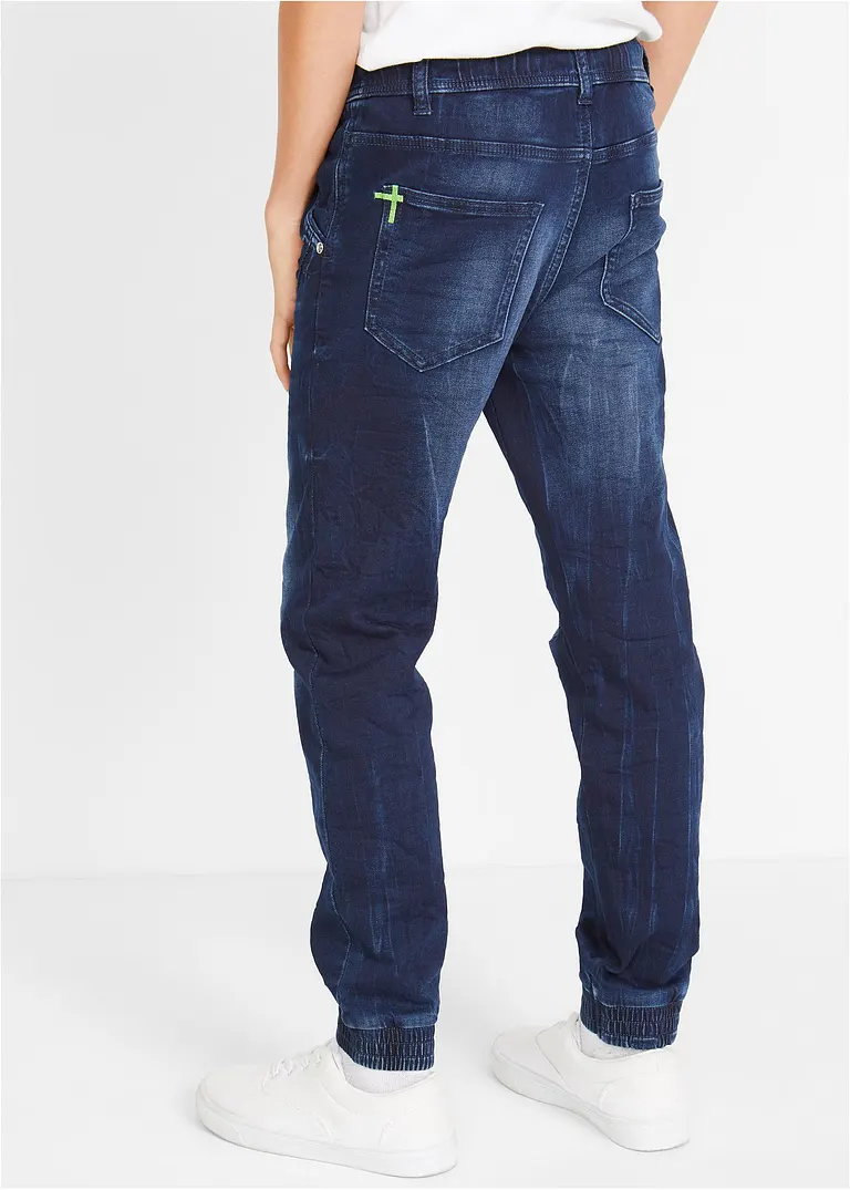 bonprix Coole Jungen Sweatjeans mit neonfarbenen Details am Bindeband Sonderangebot