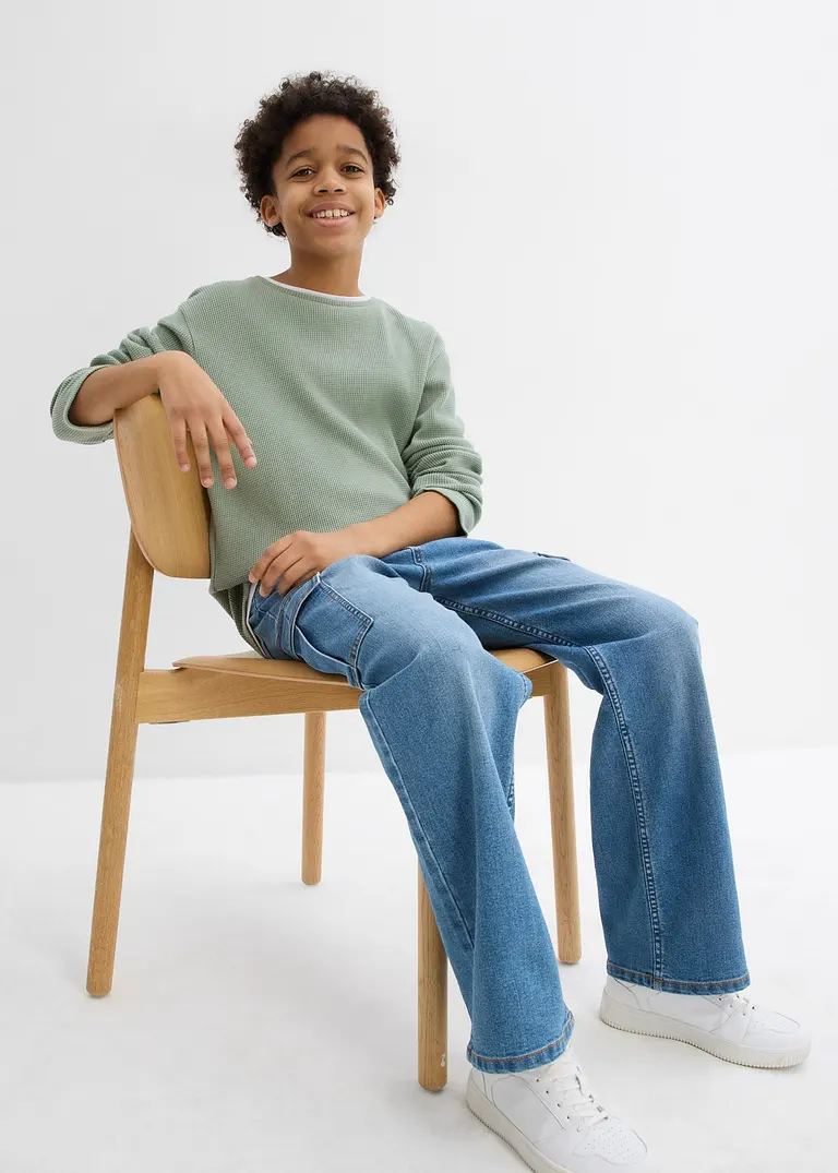 bonprix Schönes Jungen Langarmshirt in 2 in 1 Optik mit Rundhalsausschnitt Begrenztes Angebot