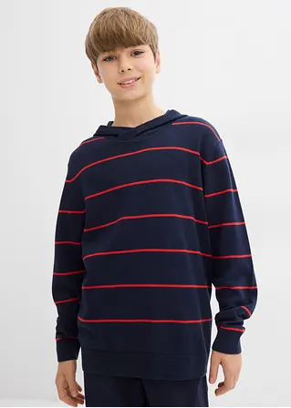 bonprix Jungen Streifenpullover mit Kapuze - blau - Kinder Cyber Monday
