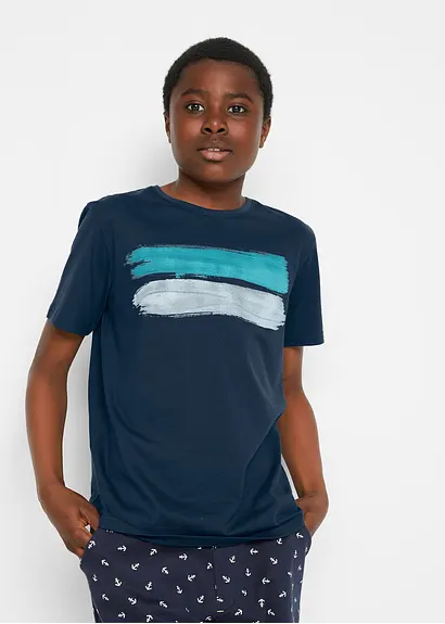 bonprix T-Shirt mit abstraktem Print - blau - Kinder Vatertagsangebot