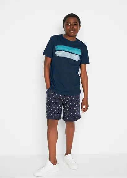 bonprix T-Shirt mit abstraktem Print - blau - Kinder Vatertagsangebot