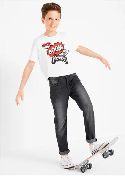 bonprix Schmale Jungen Jeans mit leichter Waschung - blau Valentinstagsangebot