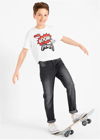 bonprix Schmale Jungen Jeans mit leichter Waschung - schwarz Jubiläumsangebot