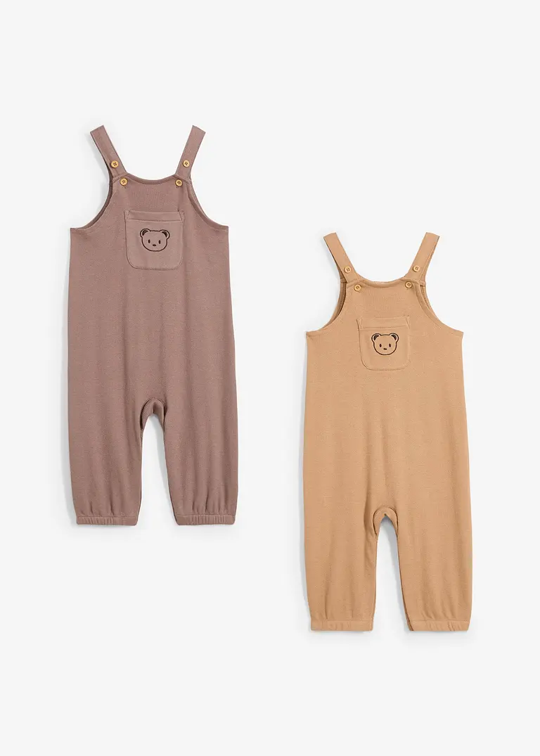 bonprix Süße Latzhosen-Packung mit Knöpfen im Schritt - mittelbraun+camel Bestseller