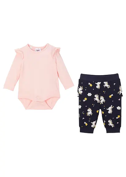 bonprix Niedliches Set mit buntem Print - puderrosa + dunkelblau bedruckt Begrenzte Freigabe