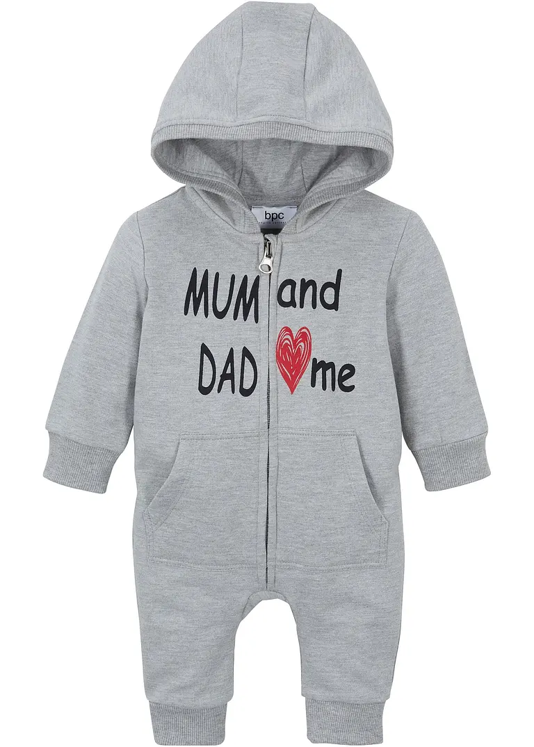 bonprix Angesagter Overall mit Print und Kapuze - grau - Kinder