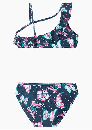 bonprix Schöner Bikini mit Schmetterlingen - dunkelblau bedruckt - Kinder Nur noch ein Tag übrig